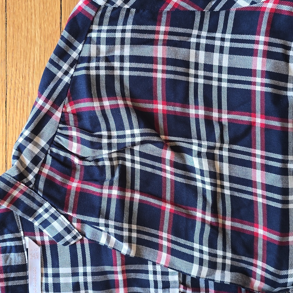 ZARA Trafaluc Collection, Plaid Relaxed Blouse, Lace Up Sides, EUC, Women's L - Picture 5 of 14